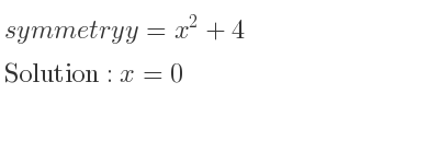 The symmetry y=x^2+4 is x=0